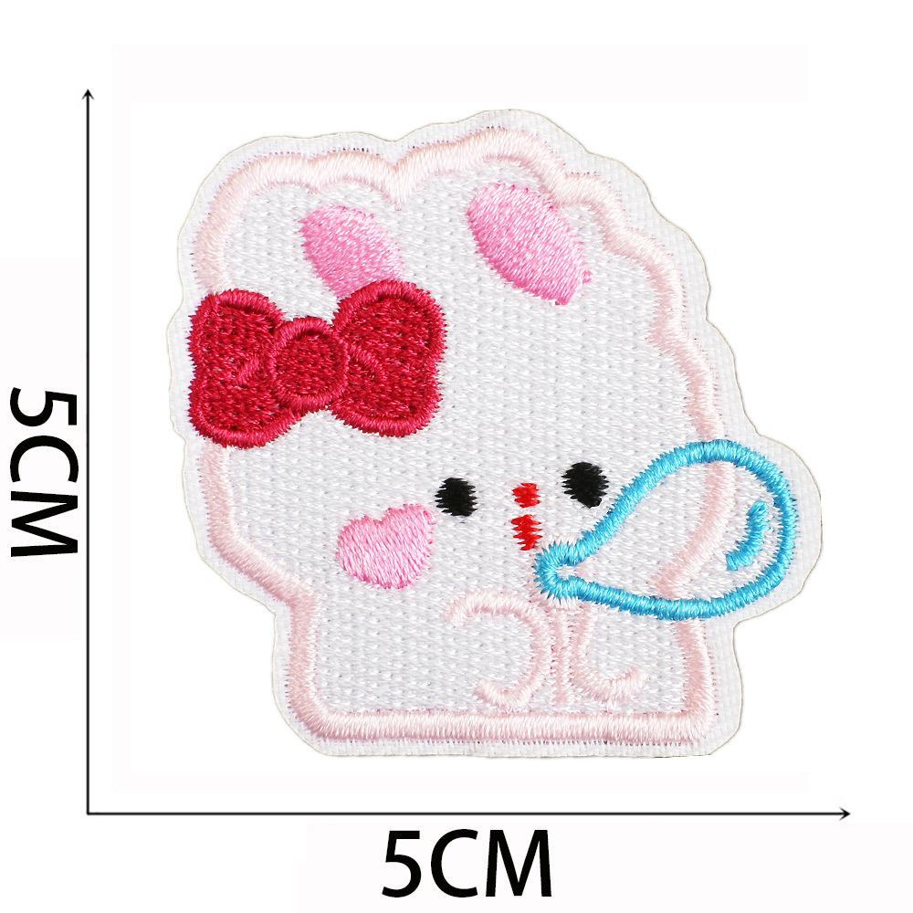 Little White Rabbit Embroidery Cloth Sticker Clothes Bag Decoration Patch Sticker Full Embroidery Craft Cake Computer Embroidery Label Embroidery Stic
