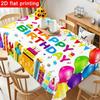 1pc Colorful Birthday Party Tablecloth - Playful Multi-Colored Design On White Polyester, Reusable And Easy To Clean for Birthday Celebrations, Gather