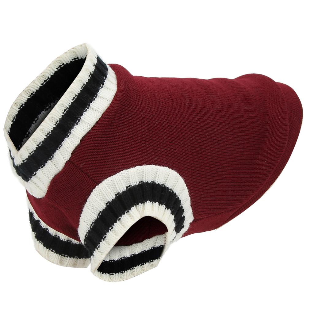 Pet Knitwear V Neck College Style Dog Knitted Autumn and Winter Vest for Cat Dog Rabbits ChinchillaWine Red M
