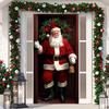 Santa Claus Open The Door Banner Door Cover Decoration Polyester Merry Christmas Winter New Year Holiday Photo Booth Navidad