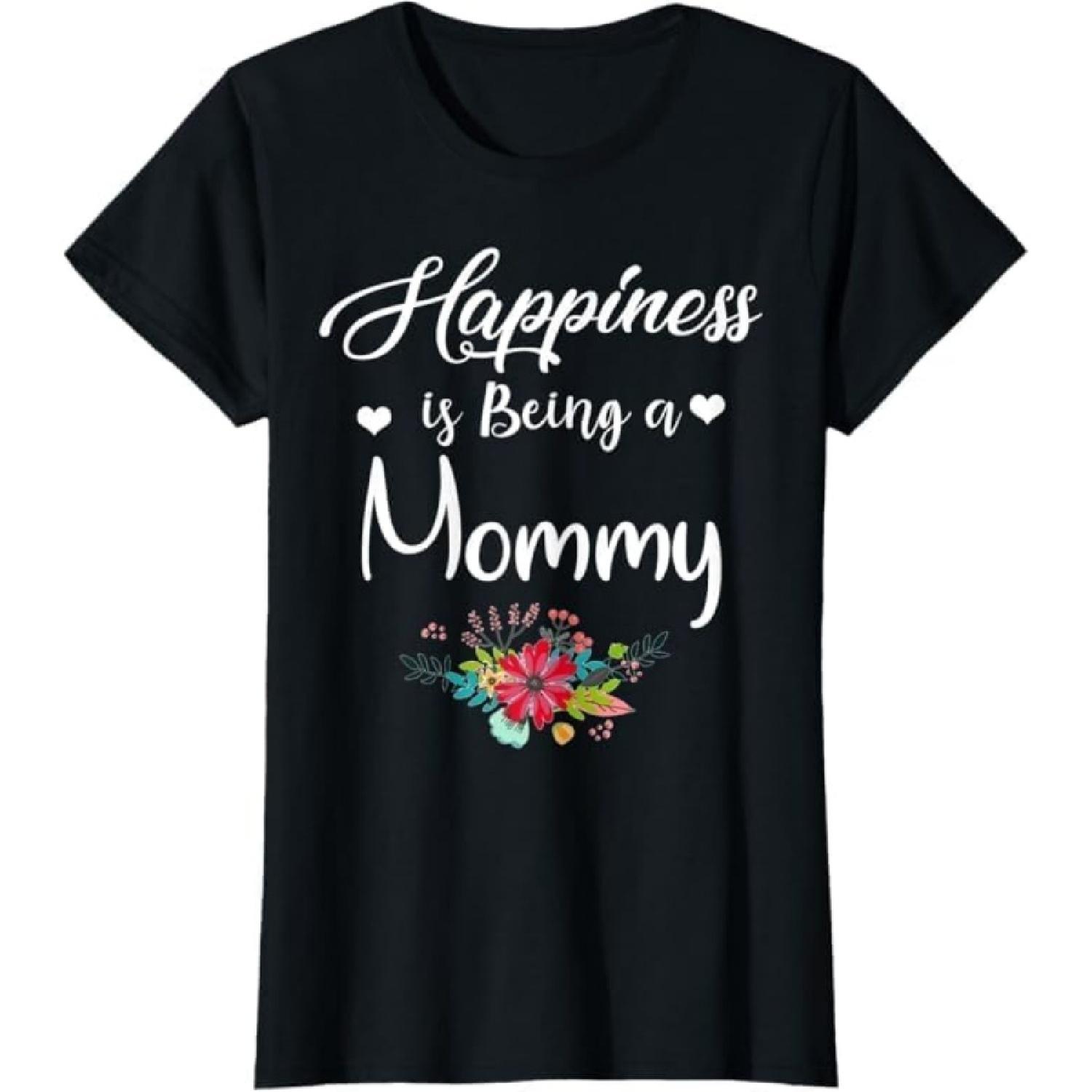 Женская смешная футболка  Счастье - это быть мамой  на День матери, Мужская майка-борцовка, Толстовка, Худи, Лонгслив 1668 Черный S
