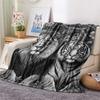 1PC Black white animals Print Flannel Blanket, High quality Comfortable for All Seasons, Home Decor, Warmth and Comfort