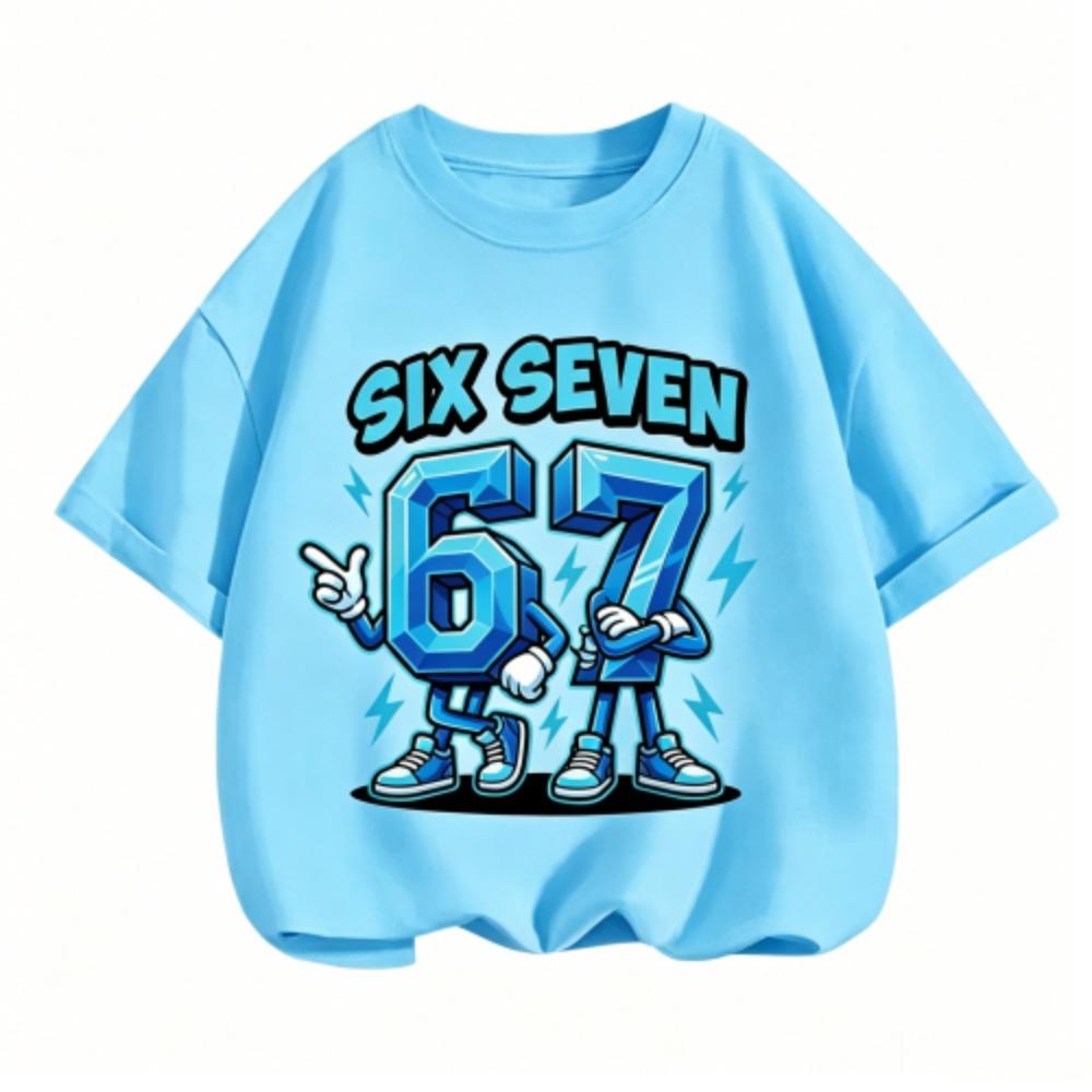 Fashion Letter 67 Brother Funny Printed Kids T-Shirt Casual Boys and Girl Short Sleeve T-shirt Tops Summer Children's Clothes Tees