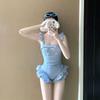 New High-end and Stunning Women's Sweet Style, Ruffled Waist-cinching Slimming Fresh Casual One-piece Swimsuit