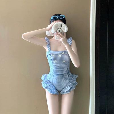 New High-end and Stunning Women's Sweet Style, Ruffled Waist-cinching Slimming Fresh Casual One-piece Swimsuit