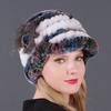 Women's Fashion Warm Rex Rabbit Hair Woven Hat Women's Winter Hat Fur Cap