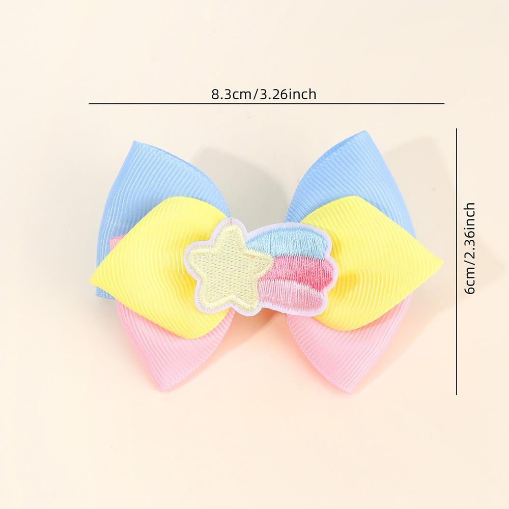 2Pcs Rainbow Bow Hair Clip Sweet Cute Colorful Hairpins Barrette For Girl Children Back To School Headwear Headdress Accessories