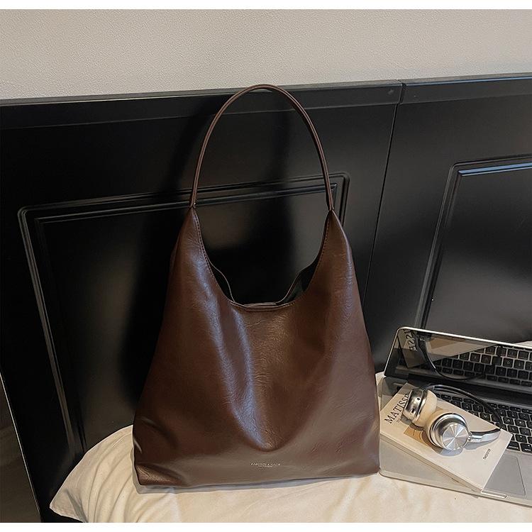 Slack retro big bag women's 2025 new fashion simple women's shoulder bag large capacity commuter tote bag