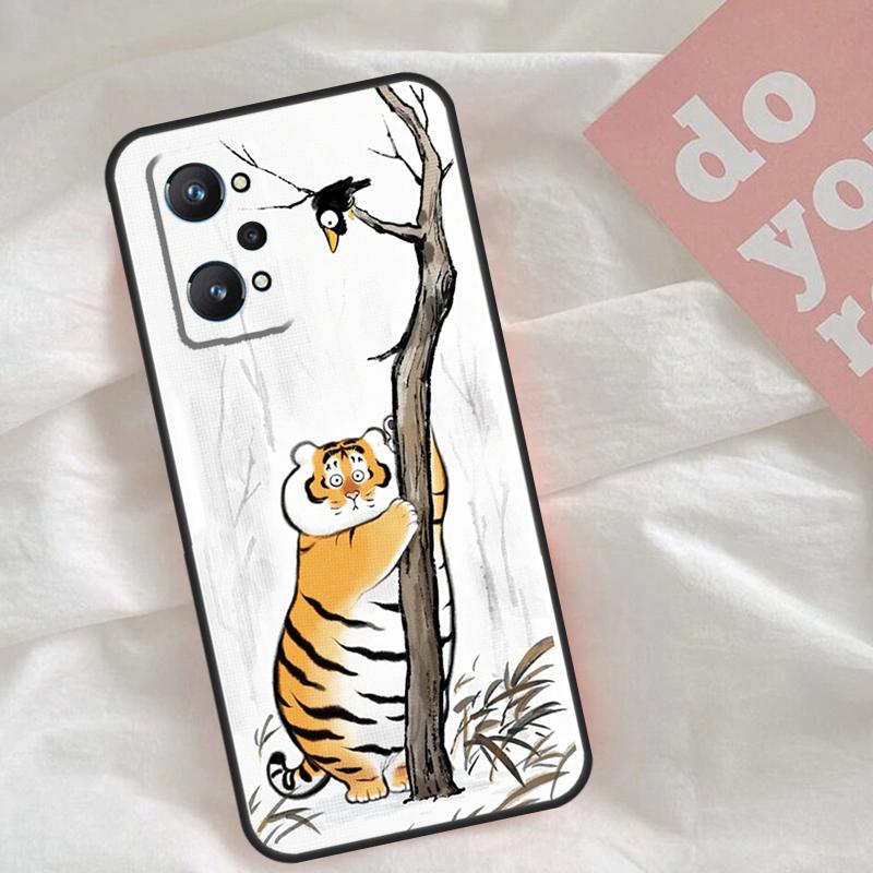 Cartoon Fat Tiger Case For Realme GT7 Pro GT6 C75 C65 C67 C61 C53 C55 C51 C35 C63 C71 15 11 12 13 14 Pro Plus