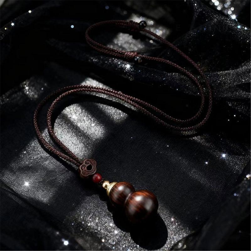 Ethnic Hand Braided Cord Necklace Featuring Openable Wood and Zinc Alloy Pendant for Cultural Fashion Stress Relief