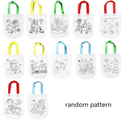 2pcs DIY  Bag With Coloring Markers Handmade Painting Non Woven Bags For Children Arts Crafts Color Filling Drawing Toy Random