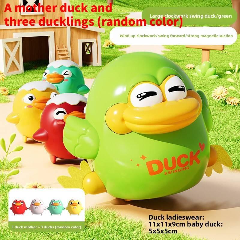 

Baby Toy Mechanical Wind Up Duck With Magnet Sway For Toddler Gift And Educational Play зелёный