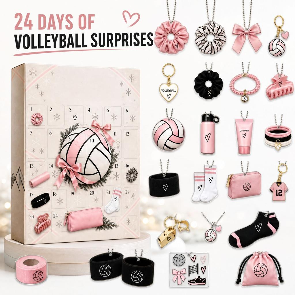 Calendario de Cuenta Atrás de Navidad con Temática de Voleibol para Decoración Festiva y Regalos