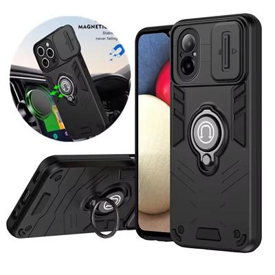 Armor Case for OPPO Reno 7/ 7Z/ 8Z/ 8/ 10/ 11 Pro 5G 4G with 360° Magnetic Metal Ring Holder,Sliding Camera Cover & Anti-Scratch Back