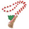 Dřevěná korálková girlanda Vlna na vánoční stromek Dřevěné korálkové ozdoby pro domácí festivalovou dekoraci(Červené