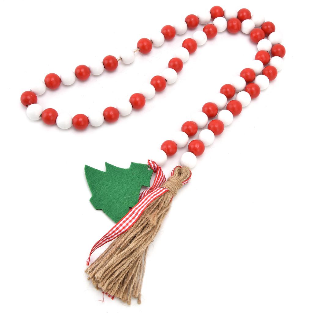 Dřevěná korálková girlanda Vlna na vánoční stromek Dřevěné korálkové ozdoby pro domácí festivalovou dekoraci(Červené