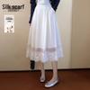 Elegant Lyocell Embroidered A-Line Midi Skirt
