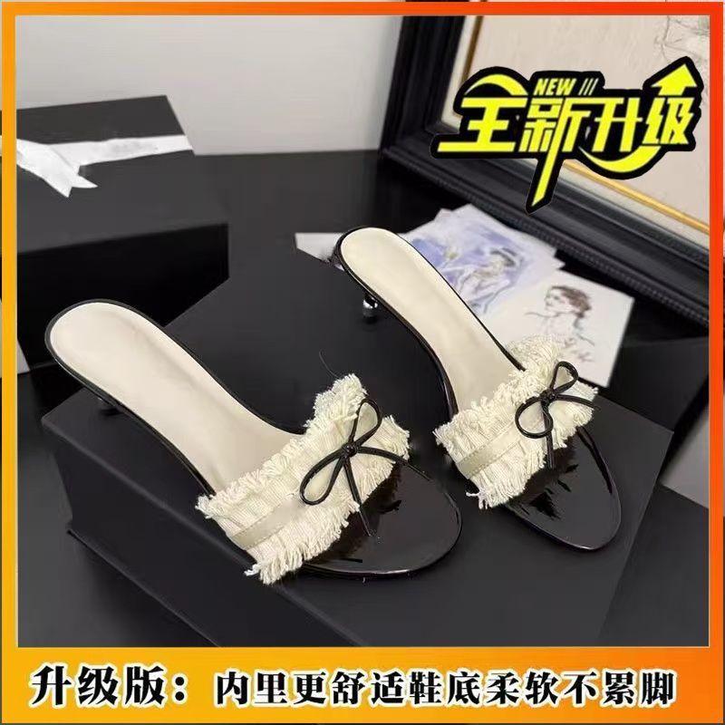 

Bow thin heel temperament foreign style women niche women wear summer high heels one word small fragrant style 42