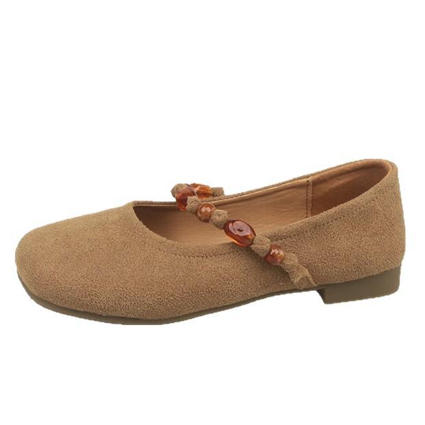 French Suede Single Shoes Female 2025 Spring New Fairy Style Flat Mary Jane Shoes with Skirt Ballet Evening Shoes