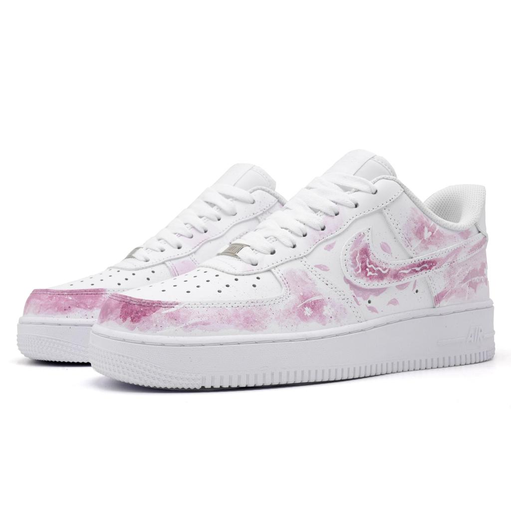 Nike Air Force 1 Petal Rain Song Cushioning Slip Resistant Low Top Skateboard Shoes Unisex White Pink CW2288-111(Team1697-)