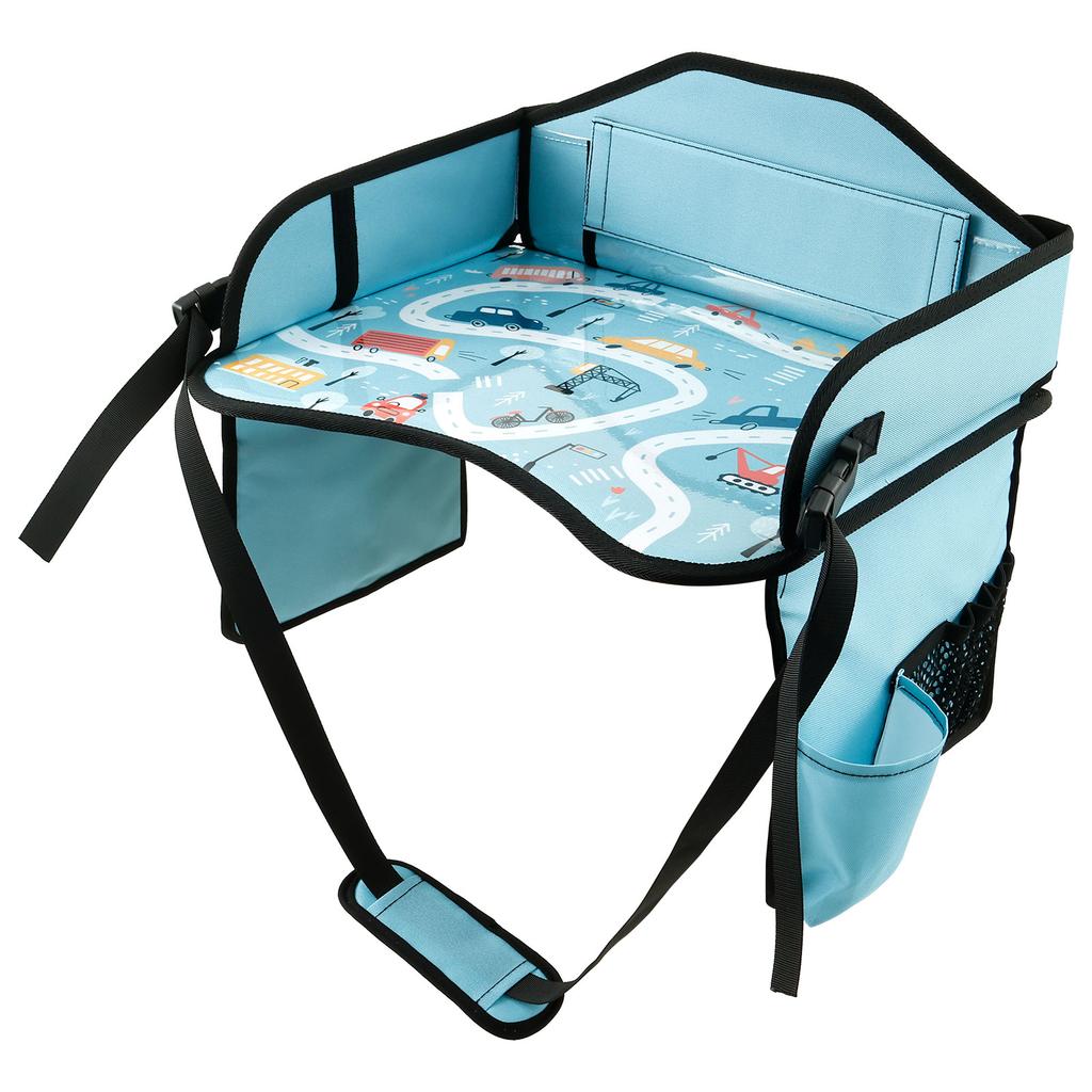 Kids Car Seat Tray Foldable Travel Baby Children's Table Lap Tray Portable Waterproof Multiple Pockets for Dining Drawing