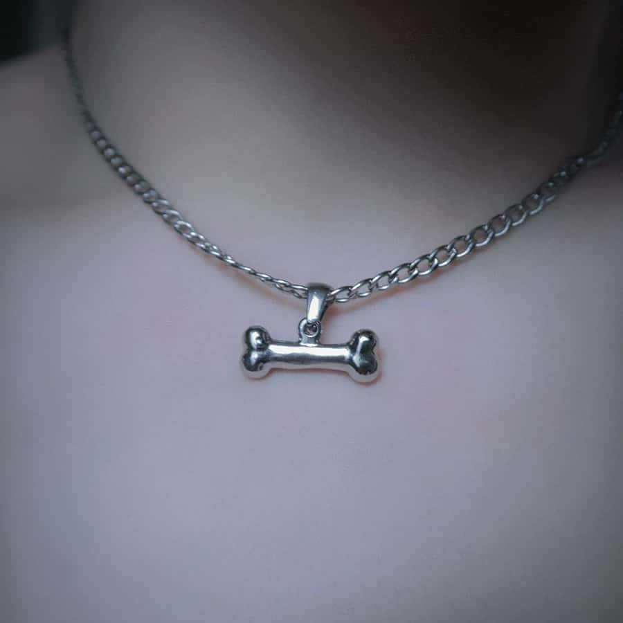 Minimalismus Gotisch Edelstahl Hundeknochen Anhänger Halskette für Damen Herren Silber Dunkel Punk Y2K Paar Schmuck Geschenke