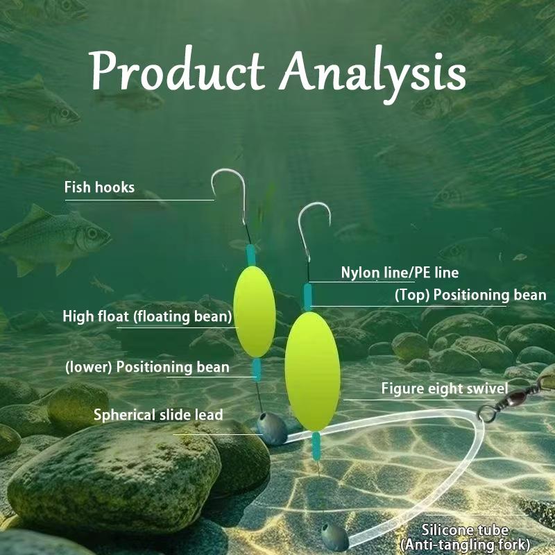 Anti Bottom Double Hook Fishing Rig Auto Reverse Design High Catch Rate Sharp Hook for Bass Carp Trout Fishing Targets