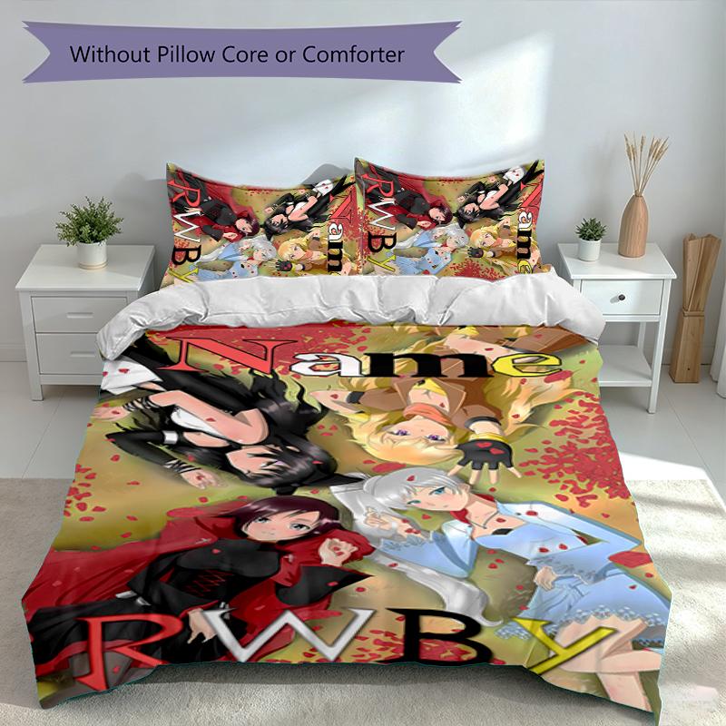 3pcs Custom Name RWBY Volume Bedding Set,Includes 1 Duvet Cover and 2 Pillowcases,All-season Bedroom Decor