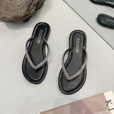 Summer Women Slippers Fashion Glitter Rhinestone Flip Flops Flat Slippers Beach Women Shoes Size 35-42