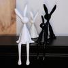 Creative Resin Black and White Cartoon Rabbit Family Desk Decorations - Set of Four