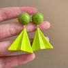 Exquisite Versatile Pierced Earrings Cute Smart Green Geometric Pendant Small Fresh Sweet Girly Ladies Dangle Jewelry