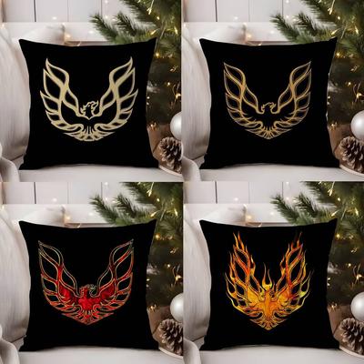 Golden P-Pontiac Pillow Case Office Sofa Dorm Chair Back Short Plush Double-Sided Printing Home Cushion Cover