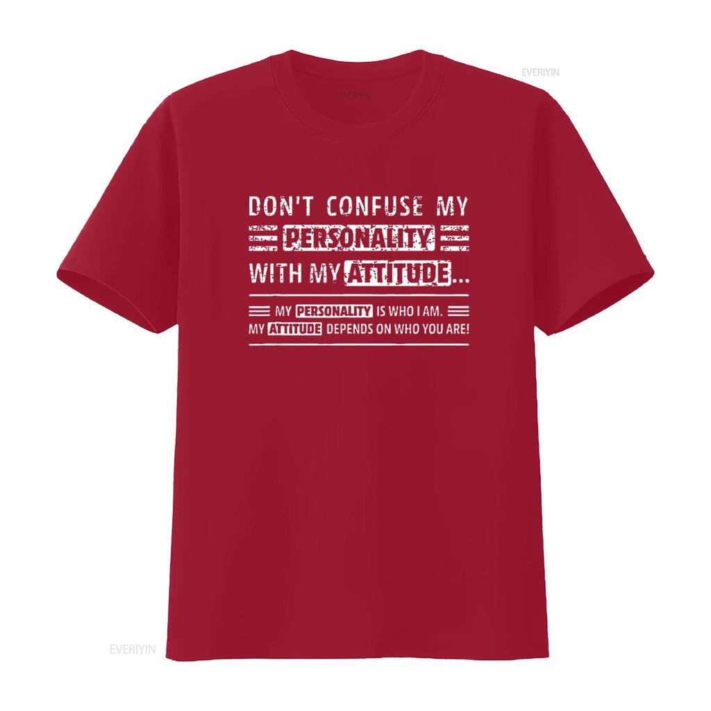 Don T Confuse My Personality With Attitude Funny Sarcasm Womens Shirt Black Vintage Washed Slightly Graphic Streetwear Stylish