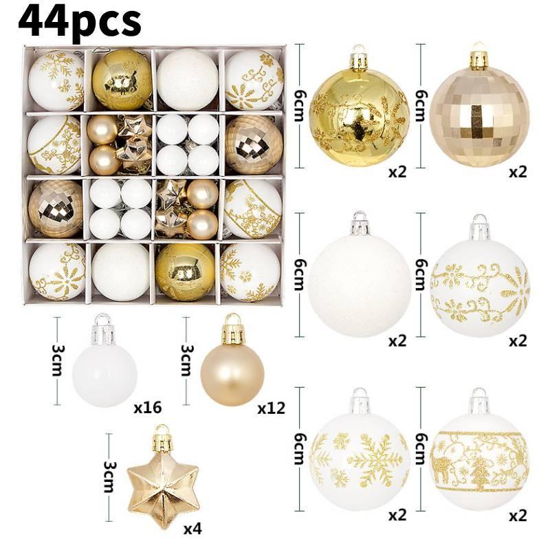 Charming 44 Piece Decorative Christmas Balls In Unique Shapes For Elegant Holiday Display