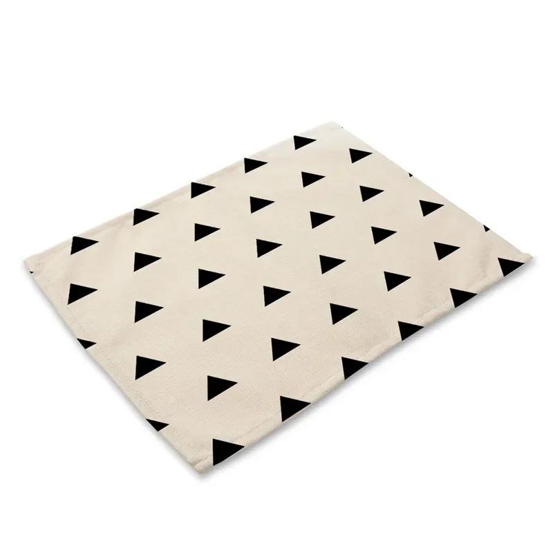 Geometric Striped Printed Linen Placemat Fruit Bowl Meal Plate Mat for Home Party Dining Tables Wedding Kitchen Banquets Decor