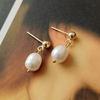 PONYKISS Sterling Silver Freshwater Pearl Bead Stud Earrings for Women Irregular Trendy Geometric Fine Accessories
