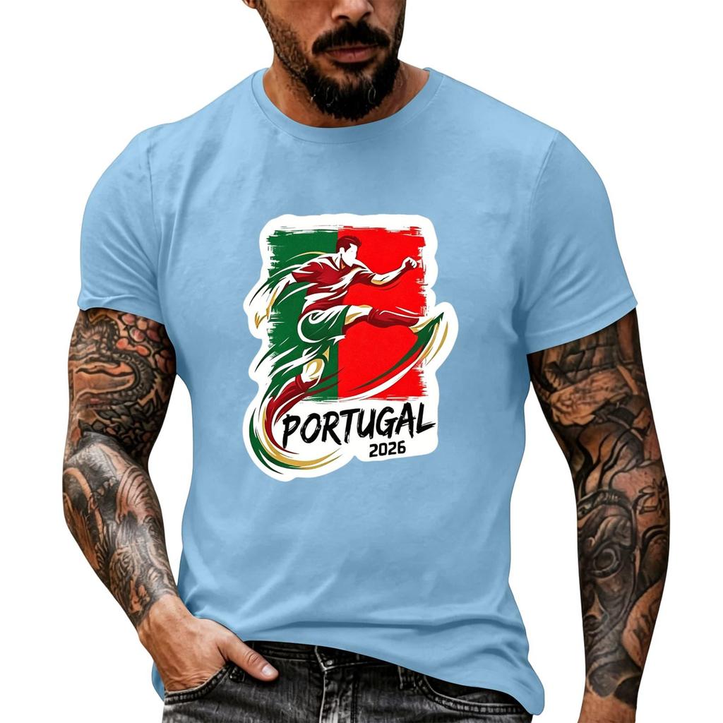 Men's Short Sleeve Crew Neck T-Shirt Soccer Graphic Print Casual Fit Lightweight Soft Fabric Comfortable Wear