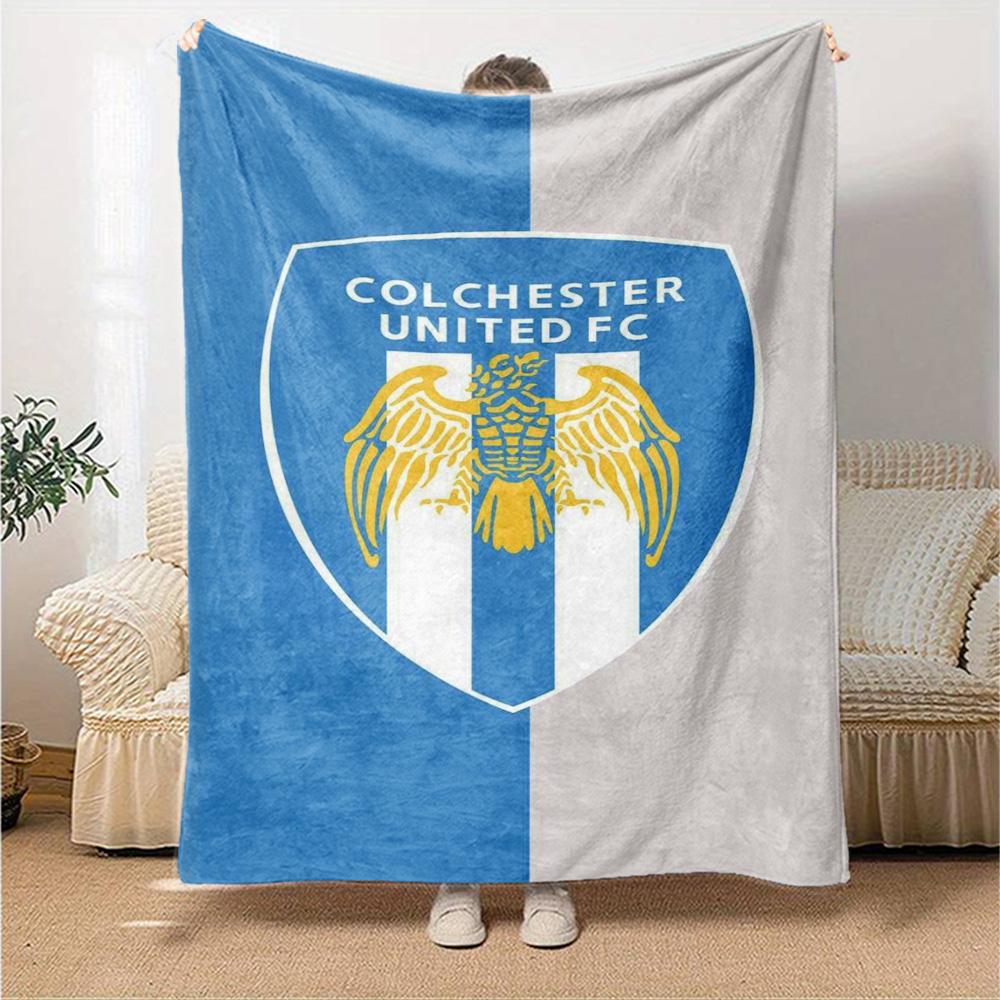 Colchester Utd FC Print Flannel Blanket High Quality Warm Comfortable Cover for All Seasons Perfect for Gifts Home Decor
