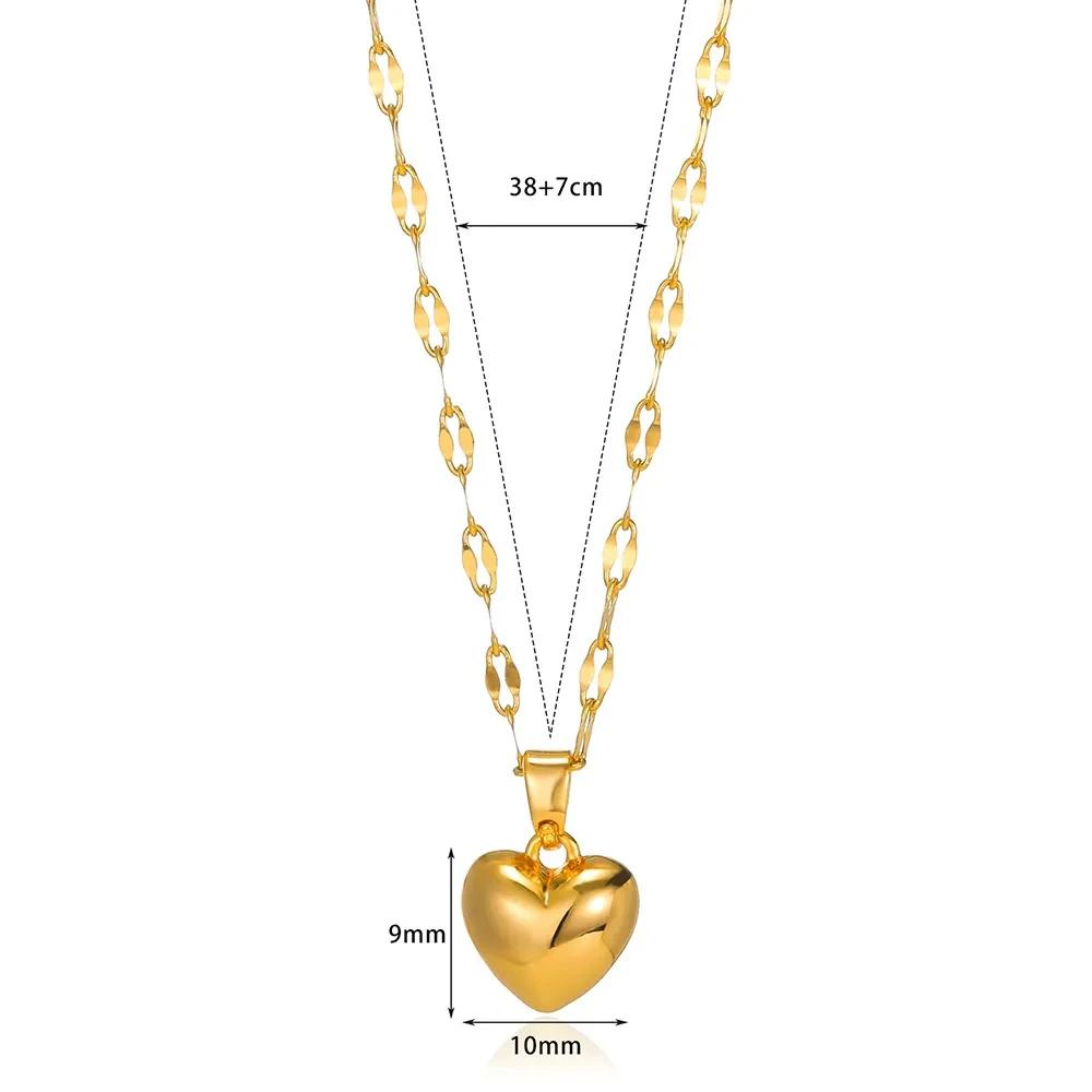Stainless Steel Love Heart Necklace For Women New Trendy Lip Chain Simple Luxury Love Pendant Necklace Jewelry Gift