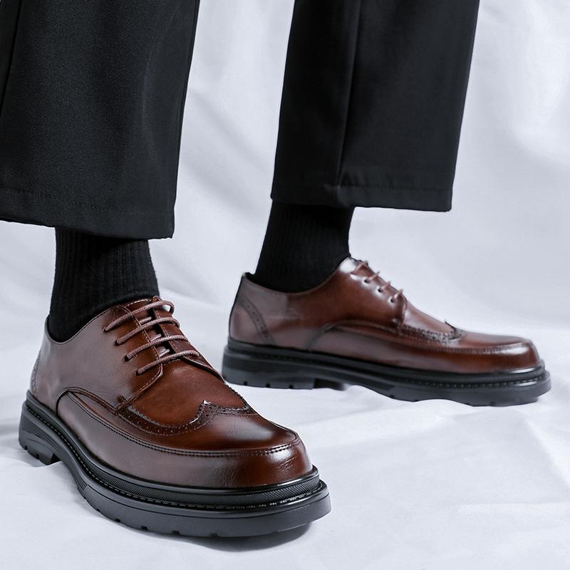 Platform Trending Brogues Classic Men Dress Shoes Men Oxfords Leather Shoes Lace Up Formal Black Leather Wedding Party Shoes