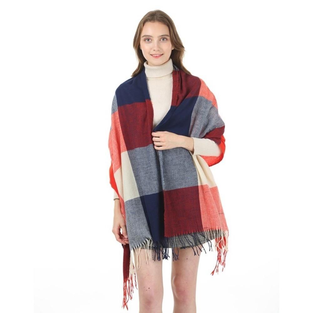 Keep Warm Plaid Scarf Thick Shawl Wrap Casual Imitation Cashmere Shawl  Autumn Winter
