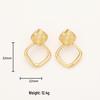 European & American Style Rhombus Earrings, Gold-Plated Copper, Minimalist INS Fashion Jewelry