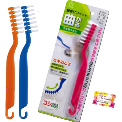 [Fits Into Tight Spots and Removes Dirt!] Flexible Crevice Brush for Corners of Sinks, Drain Grooves, and Toilet Crevices. Handles Available In 3 Asso