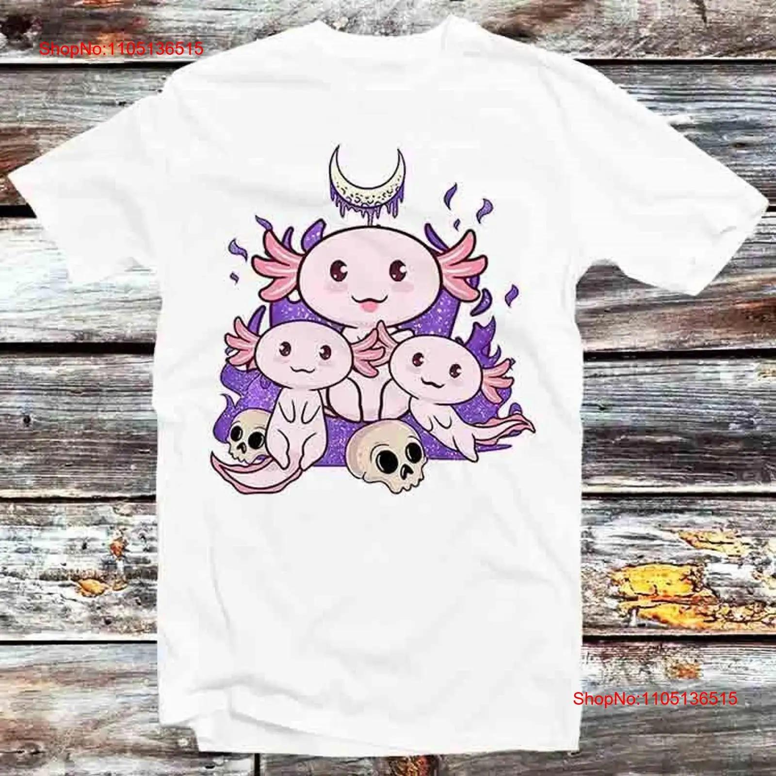 

Cute Three Myth Axolotl Anime Kawaii Pastel Goth Japanese T Shirt B1281 vintage Washed Stretched fashion streetwear Casual 5XL різнокольоровий