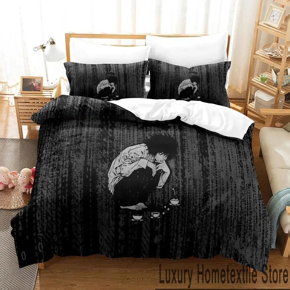 3D Print Death Anime Note Beding Set Young Boys Young Girls Twin Quen King-Sized Dimensionsd Dimensions Soft Duvet Cover Pilowcase Bed boys Adult