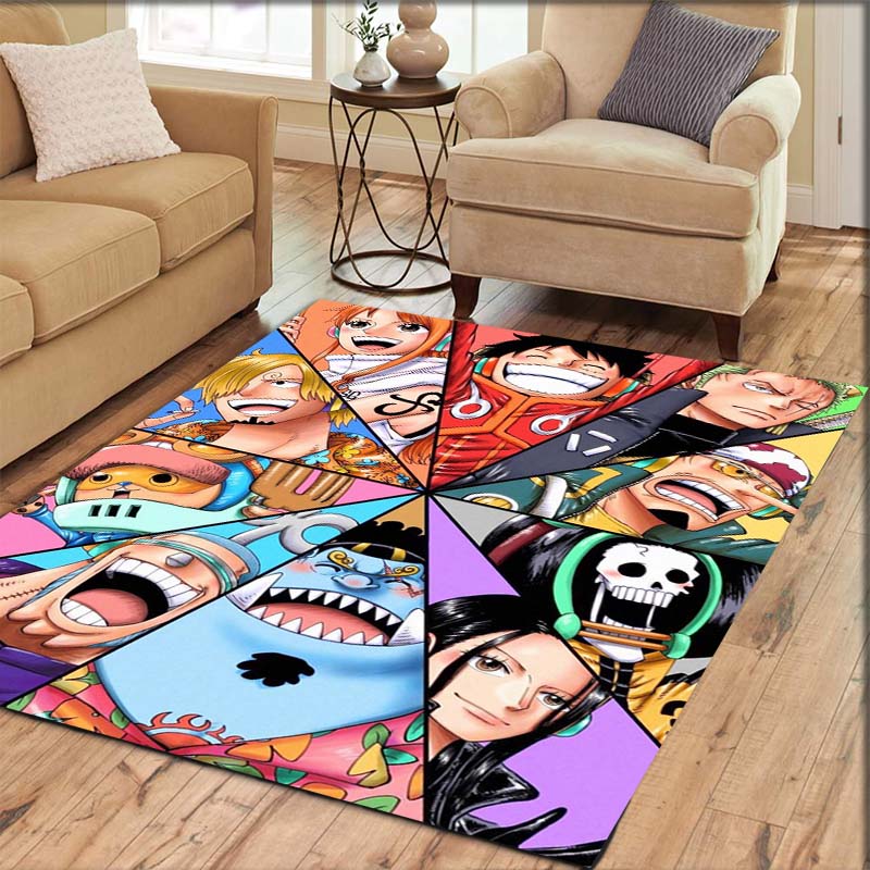 One Piece Straw Hat Pirates Square Floor Mat Living Room Bedroom Decor,Cartoon Welcome Mat