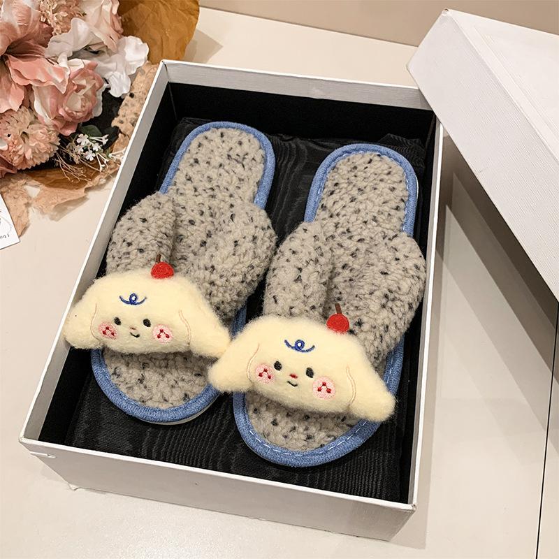 2025 autumn and winter new cute cartoon personalized home indoor floor mop casual warm toe slippers