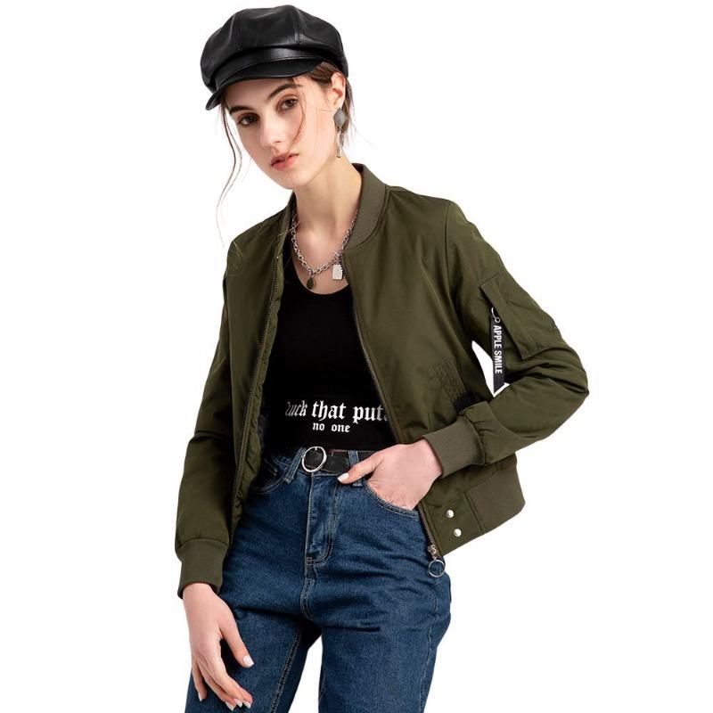 2 new fashion popular stand-up collar urban casual cotton clothes pilot jacket spring and autumn coat women