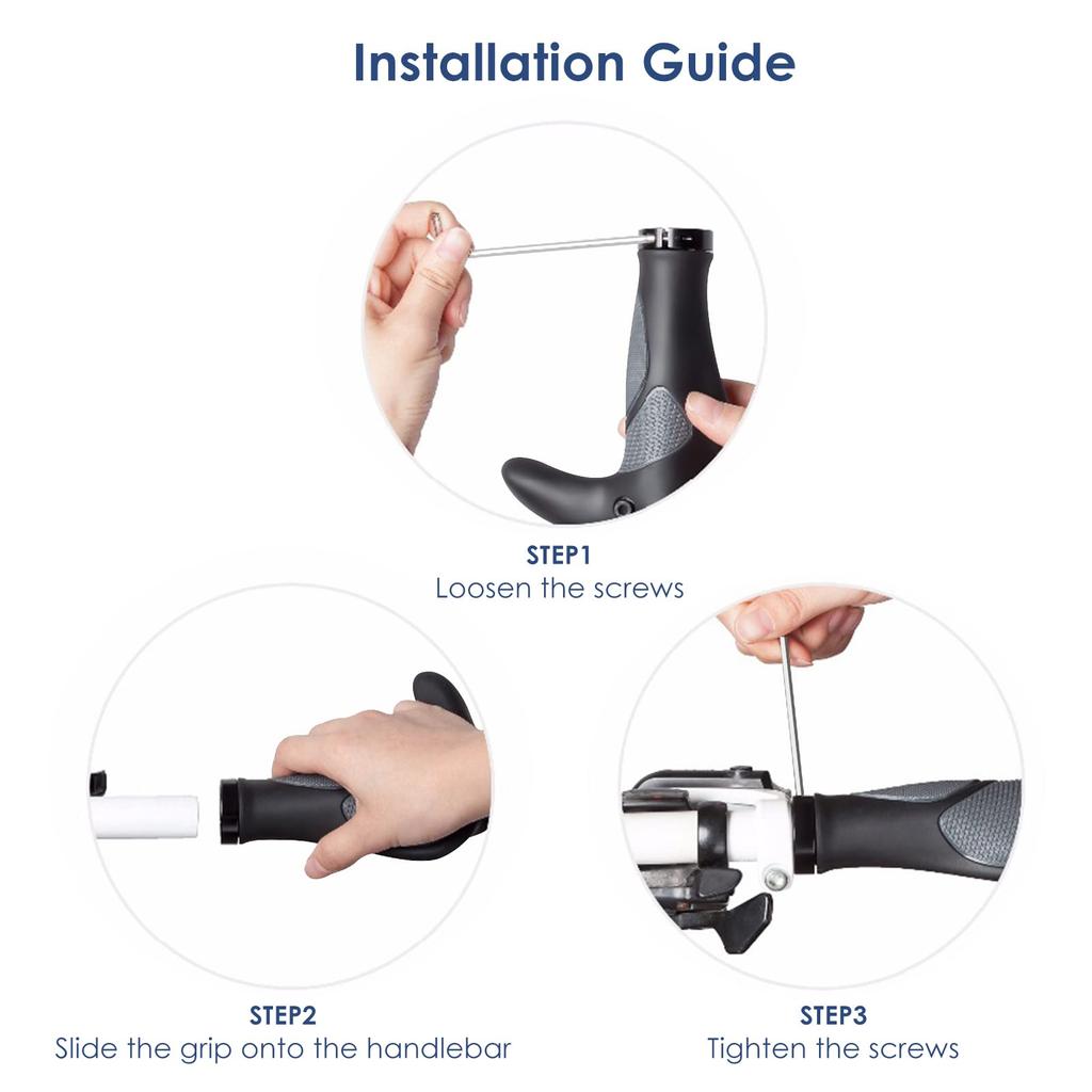 Simpeak ErgoGrip Bicycle 22mm Inner Universal Shock Easy Tools Set of 1 and Grips, Diameter, Fit, Durable, Non-Slip, Absorbing, Installation,