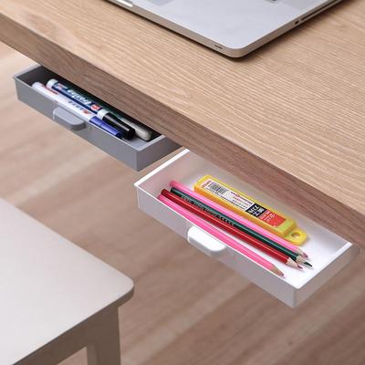 Punch-Free Adhesive Stationery Drawer Box for Under-Desk or Cabinet Organization